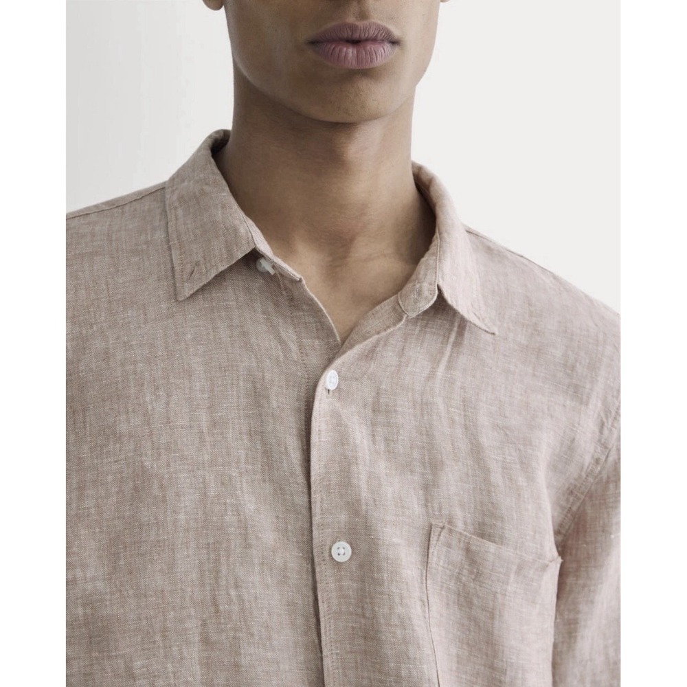 EVERLANE Men's Shirt Button Down Classic 100% Linen Flax Burlwood Chambray Sz L